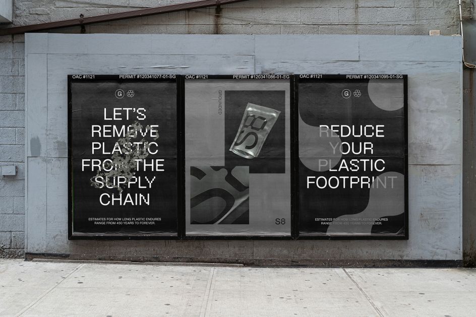 OMSE's identity for Grounded a sustainable packaging brand that decomposes